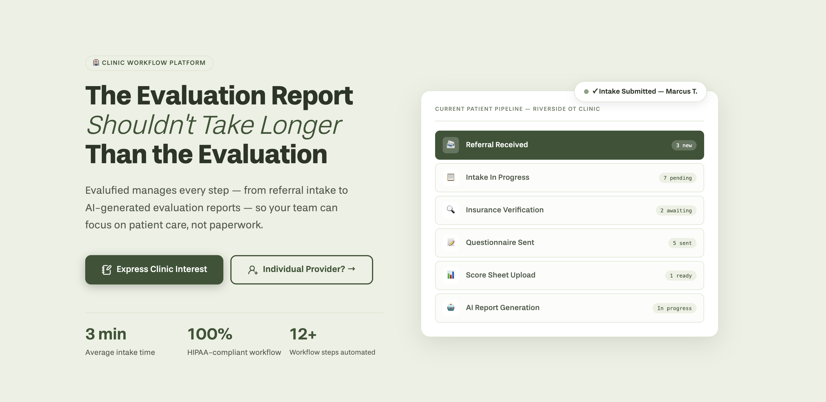 Clinic Workflow & AI Evaluation Platform